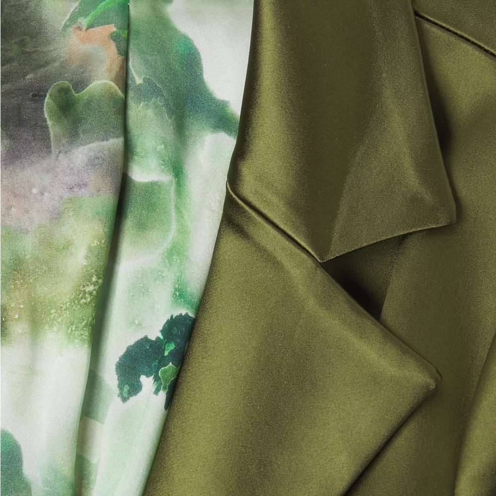 Gabriella Rossetti Caterina Stretch Satin Coat Green Leaf Size 18 - Picture 9 of 9